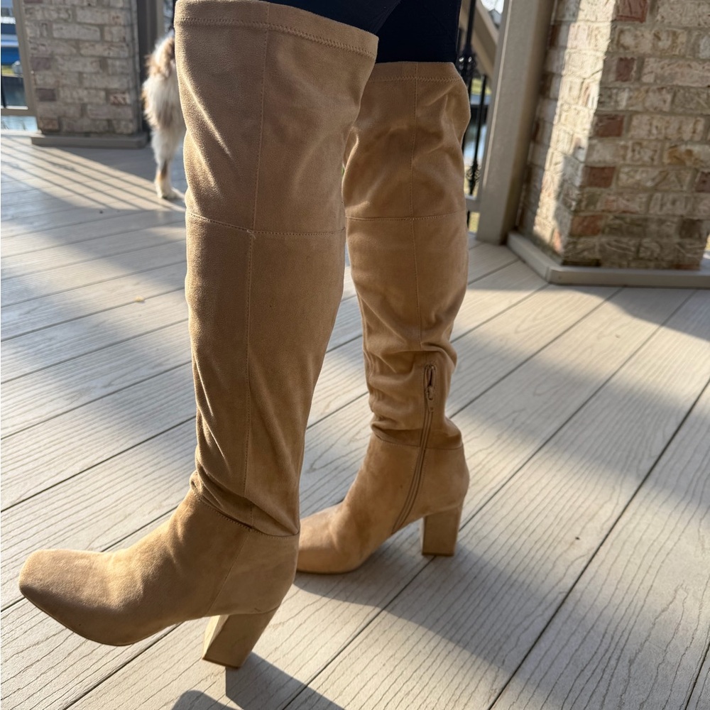 Nordstrom Tan Suede Over-the-Knee Block Heel Boots